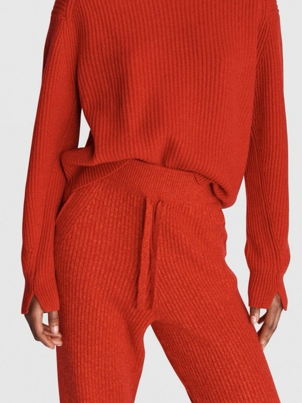 Rag & Bone Pierce 100% Cashmere Ribbed Jogger Pants Red Orange Size Small